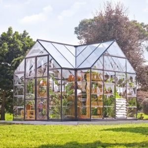 backyard greenhouse solarium with cathedral roof design