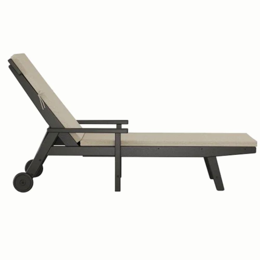 Adjustable recline chaise lounges for patio or deck with durable weatherproof material.